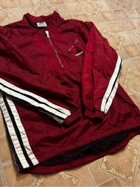 Vintage Adidas 1/4 Zip Windbreaker - Maroon/White - Men’s Large